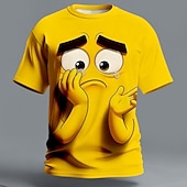 preiswerte 3D-T-Shirts-Herren Optische Täuschung 3D Lustige Emotes T Shirt Kurzarm T-Shirt 3D-Druck Rundhalsausschnitt Hemd Übertrieben Designer Täglich Club Party Gelb Purpur Sommer Frühling Ganzjahres Bekleidung S M L XL