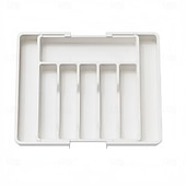 tanie Przechowywanie w kuchni-Duży organizer do szuflady na sztućce, rozkładana tacka na przybory kuchenne, pojemnik na sztućce i sztućce bez BPA, regulowany plastikowy schowek na łyżki, widelce, noże, duży