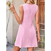 preiswerte Einfaches Kleid-Damen Minikleid Sommerkleid Lässig Täglich Normale Passform Einfach Ärmellos Rundhalsausschnitt Weiß Rosa Rote Grün Sommer Frühling