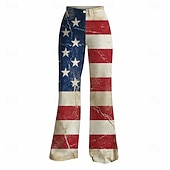  250ή Επέτειος ΗΠΑ Ρετρό / Βίντατζ Δεκαετία '70 Παντελόνια Παντελόνι με φαρδύ πόδι Χίπισσα Ντίσκο Ψηλή Μέση Φανταχτερή Φόρεμα Γυναικεία Μασκάρεμα 4η Ιουλίου Πάρτι Ημέρα της ανεξαρτησίας Ενηλίκων