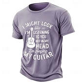  Lustiges Gitarristen-T-Shirt: „Ich sehe vielleicht so aus, als würde ich dir zuhören, aber in Gedanken spiele ich Gitarre.“ Vintage-blaues Grafik-T-Shirt für Musikliebhaber. Größen: M, L, XL, XXL,