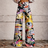 halpa Pohjat-Retro / vintage Boheemi 1970 luku Housut Leveät housut Hippi Disko Korkea vyötärö Kukka Keinofarkkujen tyyli Naamiaispuku Naisten Halloween Karnevaali musiikkifestivaali Pride-paraati Retro-teemaiset