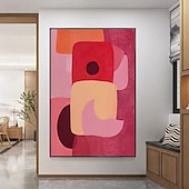 cheap Abstract Paintings-Minimalist Bold Color Field Painting Abstract Red and Pink Poster Modern Contemporary Painting Statement Decor Vibrant Dopamine Decor