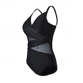 cheap One Pieces Rash Guards-Women's Bathing Suit Swimsuits One Pieces Solid Colored Mesh UV Protection Elastic Sleeveless Swimwear Swimsuit Surfing Diving Swimming Summer