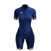 Χαμηλού Κόστους Γυναικεία ρούχα τριάθλου-Γυναικεία Φανέλα και σορτς ποδηλασίας Ολόσωμη στολή για τρίαθλο Κοντομάνικο Ποδηλασία Βουνού Ποδηλασία Δρόμου Καλοκαίρι Άνοιξη Φθινόπωρο Θαλασσί Μαύρο Γκρίζο Ποδήλατο Γρήγορο Στέγνωμα Moale
