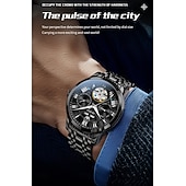 levne Mechanické hodinky-Nové pánské business hodinky značky Olevs s luminiscenčním displejem, věčným kalendářem a týdenním zobrazením. Plně mechanické hodinky s dutým rotorem pro běžné nošení, voděodolné, vhodné pro sport.