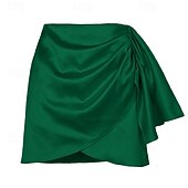 economico Gonne casual-Per donna Elegante Moda Casual Mini Vita media Gonne Semplice Arricciato Patchwork Orlo irregolare Micro-elastico Quotidiano Streetwear Vinaccia Nero Verde Beige Estate