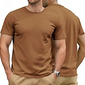 billige grunnleggende t-skjorter-Herre 100 % bomulls-T-skjorte Kort Erme Crew-hals Sommer Vår &amp; Vinter Helfarge عادي Mote Designer Grunnleggende Grunnleggende Ren Avslappet Feriereise Gate Kamel Grå Topp T-skjorte for menn