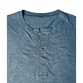 abordables camisetas basicas-Hombre Henley Shirt Tee Camiseta 100% algodón Manga Larga Color sólido Plano Un Color Moda Design Casual Botones Puro Henley Casual Diario Exterior Verano Primavera Otoño Negro Blanco Azul Marino