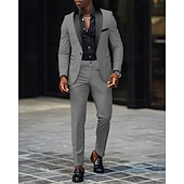  رجالي بليزر + بنطلون رسمي سترة الدعاوى عمل حفلة كوكتيل حفلة الزفاف 2 قطعتين موضة كاجوال الربيع الخريف بوليستر ألوان متناوبة جيب Buttons مريح صدر فردي سترة رياضية رمادي داكن أسود أبيض أحمر غامق