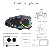 baratos Acessórios para motociclos e quadriciclos-Fones de ouvido Bluetooth para capacete K17, ciclismo, super graves, luz ambiente colorida, microfone capacitivo, assistente de voz inteligente.