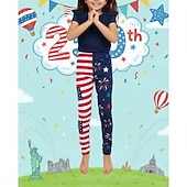  Ragazze 3D Bandiera A righe Pantaloni Leggings Stampa 3D Primavera Autunno Streetwear Essenziale Collant Bambini 4-12 Anni Casuale Quotidiano All'aperto Vestibilità regolare