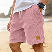 baratos Calções Estilo Casual-Homens Shorts de verão Shorts de praia Shorts casuais Shorts de veludo cotelê Com Cordão Cintura elástica Côr Sólida Conforto Respirável Comprimento do joelho Diário Ao ar livre Feriado Férias Moda