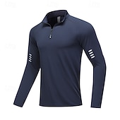 Χαμηλού Κόστους T-shirts και αμάνικα μπλουζάκια για τρέξιμο-Ανδρικά Μονόχρωμο Tricou de Alergat Μπλούζα συμπίεσης Άνοιξη Φθινόπωρο Κουμπώσου Μακρυμάνικο Γρήγορο Στέγνωμα Συμπίεση Ύγρανση Αναπνέει