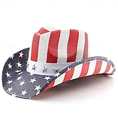 economico Far West-250° anniversario USA Retrò Vintage Far West Cappello da Cowboy Cappello da cowgirl Cowgirl Cowboy Cowboy del West Costume Unisex Mascherata 4 Luglio Feste Giorno dell'Indipendenza Adulti Cappello