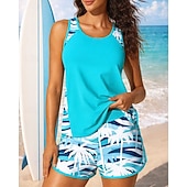  نسائي تانكيني مكشكش ثوب السباحة قطعتين ورد حماية UV مطاط بدون كم ملابس السباحة تزلج على الماء غوص سباحة الصيف