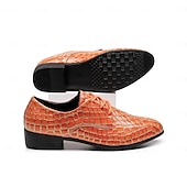 economico Scarpe Derby-scarpe eleganti da uomo con stampa coccodrillo gialla, design in similpelle con lacci, stile lussuoso e distintivo, adatte per eventi formali e occasioni speciali