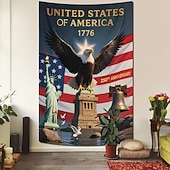abordables Tapices de pared-Independence Day Tapestry Banners Blanket Flag 3D Bedroom Living Room Dorm Teens Room College Dorm Wall Porch Home Decor