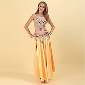 cheap Tops &amp; Sets-Samba Dancewear Glamorous Beaded Chain Sequin Belly Dance Costumel Performance Costume