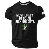 cheap St. Patrick's Day T shirts-St. Patrick Men's Shamrock Irish T Shirt Short Sleeve T shirt 3D Print Crew Neck Shirt Designer Casual Club Party Holiday Black Light Green Dark Green Summer Spring Clothing Apparel S M L XL