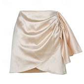 economico Gonne casual-Per donna Elegante Moda Casual Mini Vita media Gonne Semplice Arricciato Patchwork Orlo irregolare Micro-elastico Quotidiano Streetwear Vinaccia Nero Verde Beige Estate