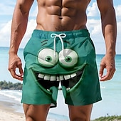 preiswerte Retro Vintage &amp; Ethik-Herren Optische Täuschung 3D Zeichentrick Lächelndes Gesicht Badehosen Badeshorts Boardshorts Mittlere Taille Hawaiianisch Lustig Strandurlaub Seitentaschen Netzfutter Elastischer Kordelzug in der
