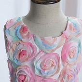 cheap Flower Girl's Dresses-Flower Girl Dress Girls' Formal Dress Wedding Attire Party Wedding Formal Elegant Fashion Adorable Mesh Floral Sleeveless Crew Neck Blue Pink 4 years+