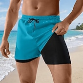 economico Costumi da Bagno per Uomini-Per uomo Costumi da bagno Pantaloncini da mare Pantaloncini da bagno boxer Shorts Coulisse Elastico in vita Tinta unica Asciugatura Rapida Traspirante Sopra il ginocchio Casuale Spiaggia Nuoto