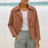 cheap Blazers &amp; Suits-Women's Blazer Casual Jacket Comfortable Sequin Fashion Casual Plain Street Daily Wear Going out Weekend Short Peaked Lapel Regular Fit Long Sleeve Outerwear Black Sky Blue Brown Fall Winter