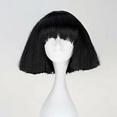 economico Parrucche da festa-parrucca sintetica lady gaga parrucca bob dritta corta castano scuro grigio argento biondo scuro rosa verde capelli sintetici 12 pollici da donna comode e soffici parrucche di carnevale rosso rosa