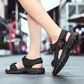 billige Utendørs sandaler-Brune herresandaler med borrelås, fritidssko for utendørs bruk, perfekt for sommerferier og stranddager