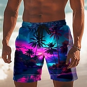 voordelige Tropische planten en bloemen-Voor heren Kokosnootboom Natuur &amp; Landschappen Tropische planten Lange zwembroeken Zwemshorts Boardshorts Medium Taille Hawaii Strandvakantie Zijzakken Mesh voering Elastische tailleband met trekkoord