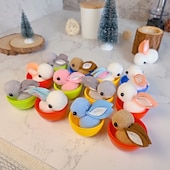 cheap Easter Eggs-16 Pcs Easter Basket Stuffers Mini Plush Bunnies in Egg Shells, Assorted Pom Pom Rabbits for Easter Egg Hunt, Kids Party Favors, Classroom Rewards, Goodie Bag Fillers, Spring Gift Decor