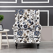 preiswerte Bezug für Ohrensessel-Ohrensesselbezug, floral gestreift, geometrisch bedruckt, Polyester-Überzug, Komplettbezug, moderner faltbarer Stuhl im koreanischen Stil, Sitzschutz, Sesselbezug