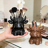 Недорогие Дорожные сумки-Стаканчик для хранения в форме шотландской высокогорной коровы, симпатичная подставка для ручек в виде шотландской коровы. &amp;Органайзер для кистей для макияжа с баночкой для ватных палочек, настольный