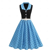 halpa Mekot-1950-luku Retro / vintage rockabilly Keskipäivä Swing -mekko Flare mekko Hihaton Pistekuvio Muotoonommeltu Keinu Naamiaispuku Naisten Karnevaali Ystävänpäivä Naamiaiset Loma Arkikäyttö Tyttöjen