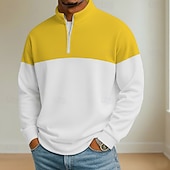 economico Polo geometrica da uomo-Per uomo Blocco di colori Polo Manica Lunga Colletto Mao Athleisure Vacanza Athleisure Casual Quotidiano Stampa 3D Primavera Autunno Blu Nero Giallo