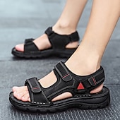 billige Utendørs sandaler-Brune herresandaler med borrelås, fritidssko for utendørs bruk, perfekt for sommerferier og stranddager