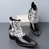 voordelige Kledinglaarzen-Luxe herenlaarzen met slangenprint - stijlvol en opvallend, ideaal voor speciale gelegenheden, bruiloften en avondjes uit.