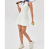 Недорогие Женское платье-Жен. Однотонный Теннисное платье Спортивное платье Без рукавов Застегнуться Влагоотводящие Дышащий Теннис Бег Фитнес Платья Черный Синий Лиловый Теннисная одежда