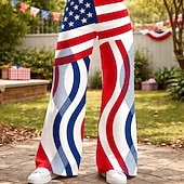  250ή Επέτειος ΗΠΑ Ρετρό / Βίντατζ Δεκαετία '70 Παντελόνια Παντελόνι με φαρδύ πόδι Χίπισσα Ντίσκο Ψηλή Μέση Φανταχτερή Φόρεμα Γυναικεία Μασκάρεμα 4η Ιουλίου Ημέρα της ανεξαρτησίας Ενηλίκων Παντελόνια