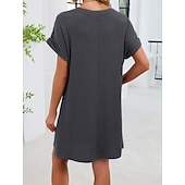 abordables Vestido Sencillo-Mujer Mini vestido Vestido estilo camiseta Vestido de verano Casual Diario Holgado Plano Manga Corta Cuello Barco Azul Piscina Blanco Rosa Rojo Verano