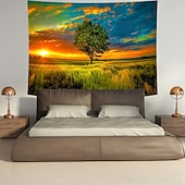 abordables Tapices de pared-Tapiz de auroras boreales, noche estrellada, bosque, colgante de pared, paisaje natural psicodélico para dormitorio, sala de estar, sala de yoga, espacio de meditación, decoración