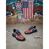  Vereinigte Staaten 250. Jubiläum Damen USA Flaggen Druck Schwarz Sneakers mit Adlerdesign patriotische Sportschuhe für den Unabhängigkeitstag Paraden Festivals Laufen und Everyday Wear