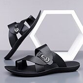 Χαμηλού Κόστους Σανδάλια Διακοπών-Ανδρικά λευκά σανδάλια από συνθετικό δέρμα, μαλακό πέλμα, μινιμαλιστικό μοντέρνο στυλ, άνετα καλοκαιρινά παπούτσια για casual και χαλαρή ένδυση