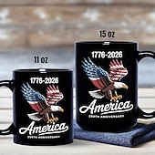 זול ספלים וכוסות-ספל לציון 250 שנה לארצות הברית מתנה פטריוטית, ספל קפה קרמי לציון חצי חמש מאות שנה, 1776-2026 אמריקה 250, יום העצמאות 4 ביולי מתנה לגברים ונשים, מיקרוגל &amp;בטוח למדיח כלים