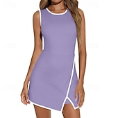 economico Abbigliamento Tennis da donna-Per donna Tinta unita Abito da tennis Gonne da tennis con pantaloncini Abito sportivo Senza Maniche Patchwork Cerniera Tasca Antivento Traspirante Pallavolo Tennis Corsa Girocollo Vestito Lilla Nero