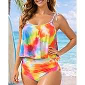 Χαμηλού Κόστους Surfing Tankinis και Bikinis-Γυναικεία Πρότυπο Μαγιό 2 τεμάχια Μπικίνι με ψηλή μέση Ριγέ Κοντό πόδι Γρήγορο Στέγνωμα Έλεγχος κοιλιάς Ελαστικό Αμάνικο Μαγιό Σέρφινγκ Παραλία Κολύμβηση Καλοκαίρι