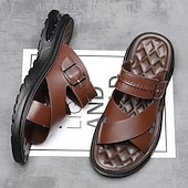 economico Infradito da Vacanza-sandali da uomo marroni con cinturini incrociati, comodi e resistenti, perfetti per i golfisti e le attività estive all'aperto