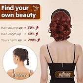 economico Code-Extension per coda di cavallo rossa, extension per coda di cavallo con clip a artiglio da 9 pollici, pezzi di capelli per coda di cavallo ondulata sintetica morbida naturale per donne